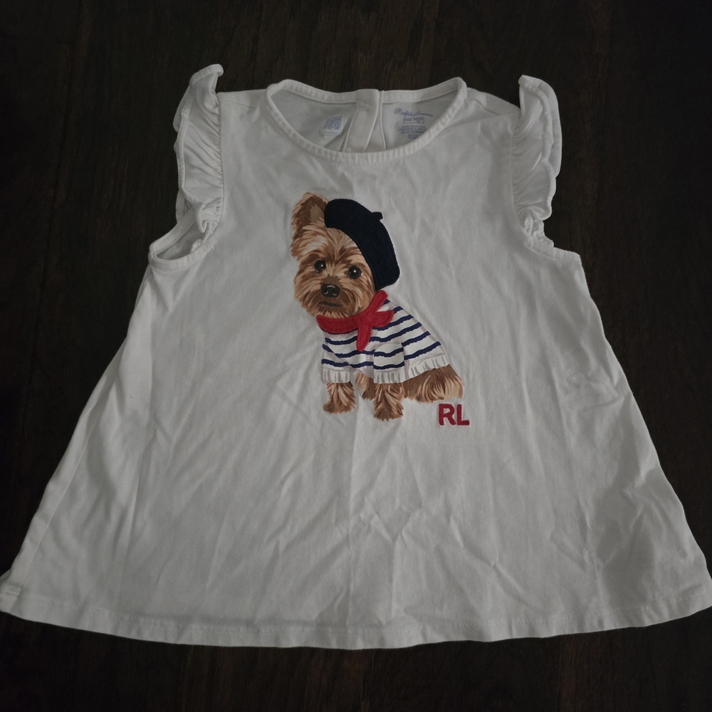 Ralph Lauren White Tee with Dog Design